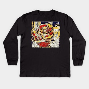 Painted Rose in Line Art Kids Long Sleeve T-Shirt